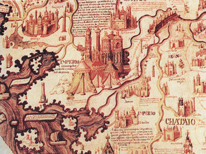 Фрагмент средневековой карты Китая
